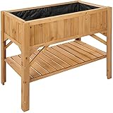 tectake® Hochbeet aus Holz mit Ablagefach, für...